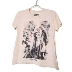 Lucky Brand Janis‎ Joplin Graphic T-SHIRT Pink band tee Cotton Women's Small